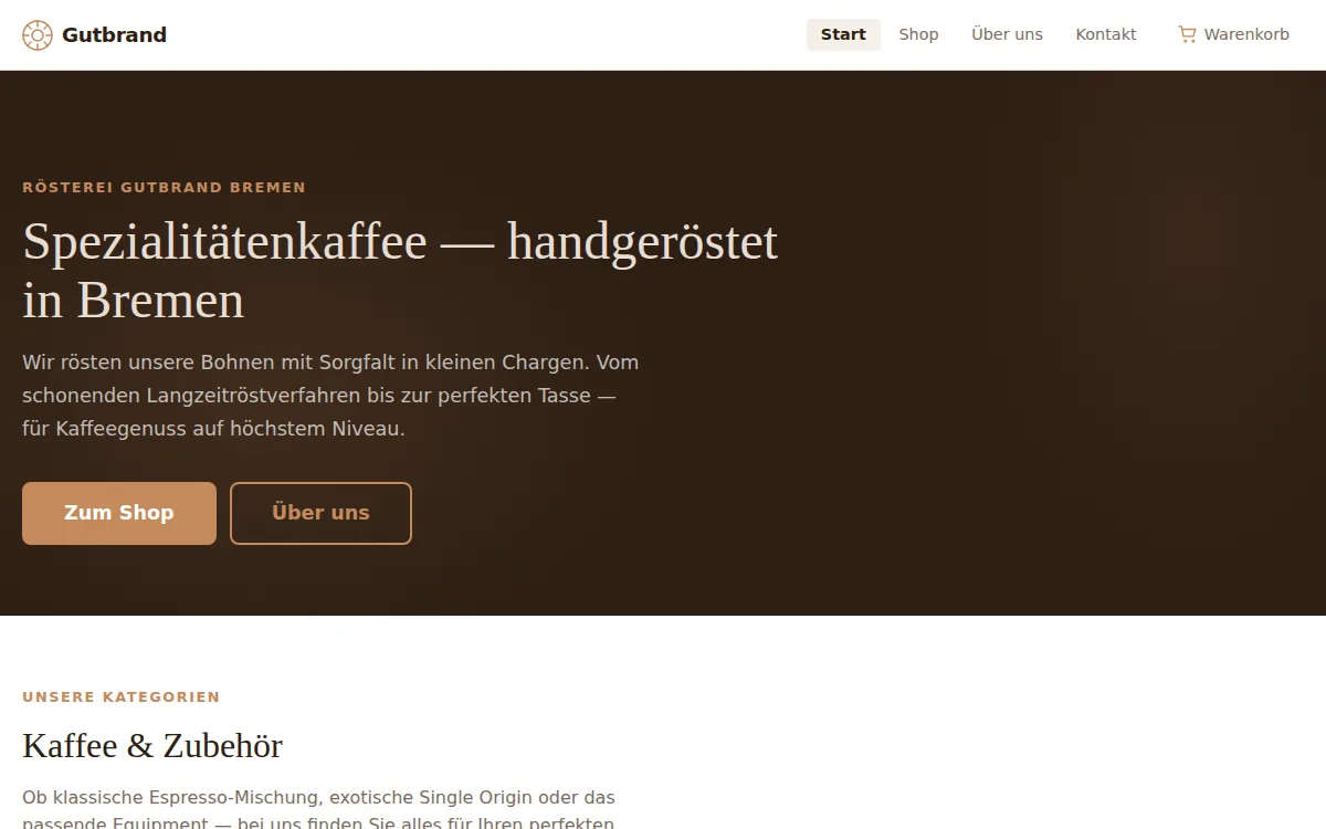 Screenshot: Rösterei Gutbrand