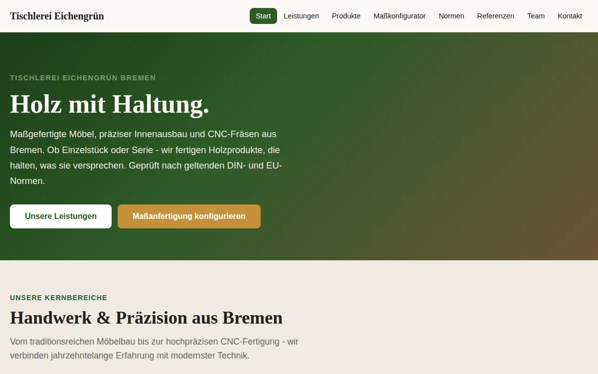 Screenshot: Tischlerei Eichengrün
